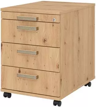 bümö Rollcontainer 3 Schubladen Asteiche Streifengriff (BU-AC30-R-R-SG)