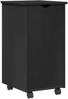 vidaXL Rollschrank mit Rad, schwarz, Massivholz Kiefer, 34x39x65,5cm (42028359)