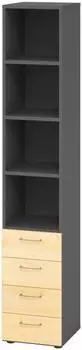 bümö smart Schubladen-Regal 4 Schübe graphit/ahorn (BU-964S4-G-3-BS)