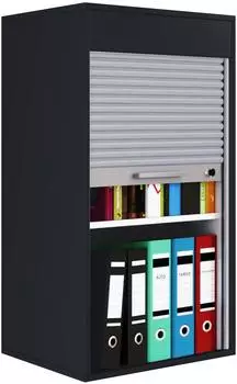VCM Aktos L Rollladenschrank 2 Ordnerh&ouml;hen, Holz, schwarz (917518)