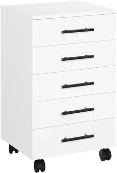 LuxusKollektion Rollcontainer mit 5 Schubladen, mobil, weiß (40x40x69cm)