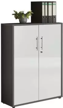 Mid.you Office Edition Aktenschrank 2 Fächer, anthrazit/weiß Hochglanz, Holzwerkstoff (001067006307)
