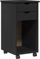 vidaXL Rollschrank 34 x 39 x 65,5 cm Massives Kiefernholz Schwarz