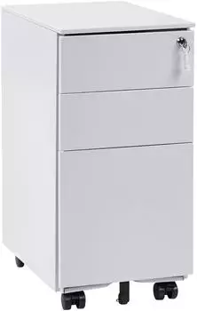Beliani Bolsena Aktenschrank Metall, 3 Schubladen, hellgrau, rollbar (690957)