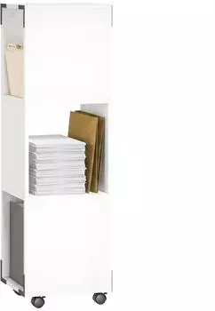 HomCom Rollcontainer mit 3 offenen F&auml;chern, 33,5x33,5x111cm, wei&szlig; (924-148V90WT)