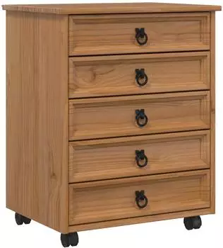 vidaXL CORONA Rollcontainer mit Schubladen, honigbraun (42040533)