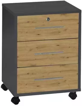 Mid.you Office Edition Rollcontainer 3 Schubladen, anthrazit/Eiche Artisan (001067006423)