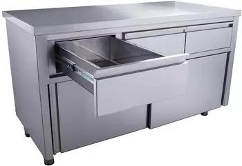 Saro Schiebet&uuml;renschrank 3 Schubladen, 1400x700mm, Edelstahl (700-2210)