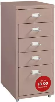 en.casa K&ouml;kar Rollcontainer Metall, 5 Schubladen, hellbraun (800000504496)