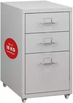 en.casa K&ouml;kar Rollcontainer Metall, 3 Schubladen, wei&szlig; matt, 48x28x41cm