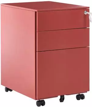 Beliani Cami B&uuml;roschrank Metall rot 3 Schubladen (227819)