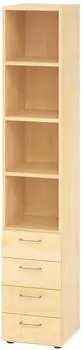 bümö Smart Schubladen-Regal 4 Schübe, Ahorn (BU-964S4-3-3-BS)