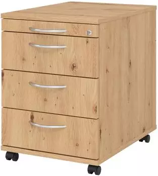 bümö Rollcontainer 3 Schubladen Asteiche Bogengriff (BU-AC30-R-R-BM)