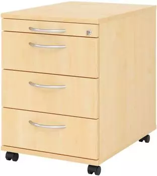 bümö Rollcontainer 3 Schubladen, Ahorn, Bogengriff (BU-AC30-3-3-BM)