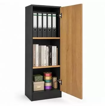 VCM Dilos Mehrzweckschrank 1 Dreht&uuml;r, 3 F&auml;cher, 38x114cm, Anthrazit/Honig-Eiche
