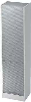 bümö Rollladenschrank 5 Ordnerhöhen, weiß/silber, Bogengriff (BU-SET50-W-S-BM)