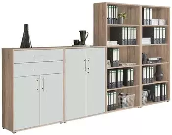 BMG Office Edition Set 21 Schrankwand Eiche Sonoma/weiß matt 337,6cm (VKE.ESWM-SW-SET21)