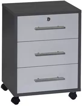 Mid.you Office Edition Rollcontainer 3 Schubladen, anthrazit/grau, abschließbar (001067006424)
