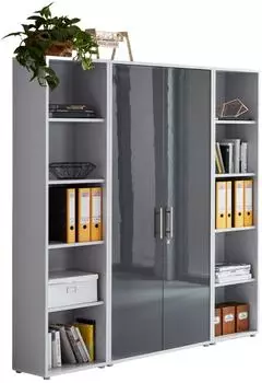 Mid.you Office Edition SW Set 3 Aktenschrank hoch, 12 Fächer, 173x186x33cm, grau/Anthrazit Hochglanz (001067007806)