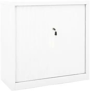 vidaXL Schrank mit Schiebet&uuml;r, Stahl, wei&szlig;, 90x40x90cm (336429)