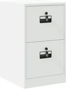 vidaXL Aktenschrank 2 Schubladen abschließbar, weiß, Kaltwalzstahl, 44x50x74,5cm (4104616)
