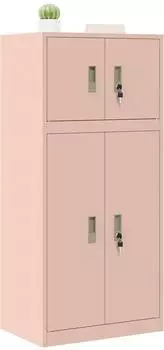 vidaXL Aktenschrank 2er-Set, Stahl, rosa, 60x40x130cm (3438688)