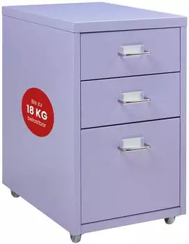 en.casa K&ouml;kar Rollcontainer 3 Schubladen, Metall, lila, 48x28x41cm