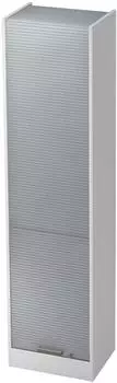 bümö Rollladenschrank office 5 Ordnerhöhen, weiß/silber, Streifengriff (BU-SET50-W-S-SG)