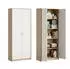 Home Collective Mehrzweckschrank 2-türig, 5 Fächer, 74x35x180cm, Sonoma/weiß