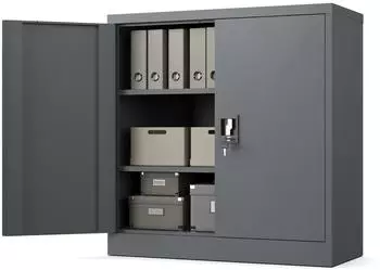 Muralo Aktenschrank 2 verstellbare Fächer, Metall, anthrazit, 90x90x40cm