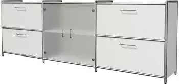 Kerkmann Artline Sideboard 2OH, 236x38x78cm, 4 Schubfächer, Glastüren, weiß (13732610)