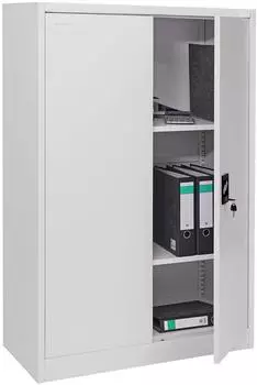 MCW Aktenschrank H17 2 T&uuml;ren, Metall, hellgrau, 140x90x40cm (800000502270)