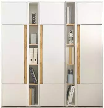 Furn.Design Center Aktenschrank-Set 5-teilig, weiß/Eiche Wotan, 190x200cm (I-AWWCRD)
