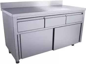 Saro Schiebet&uuml;renschrank mit 3 Schubladen und Aufkantung, 1400x700mm (700-2310)