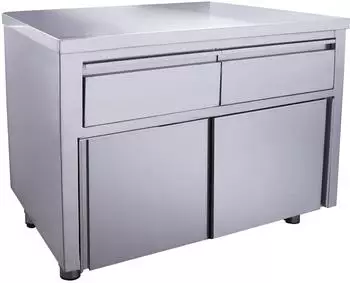 Saro Schiebet&uuml;renschrank mit 2 Schubladen, Edelstahl, 1200x700mm (700-2205)