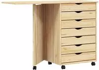 vidaXL Rollwagen mit Schreibtisch MOSS Klarlack 105,5 x 39 x 74,5 cm
