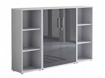moebel-dich-auf TABOR 2 Aktenschrank, abschlie&szlig;bar, lichtgrau/anthrazit Hochglanz (VKE.TSW2LA)