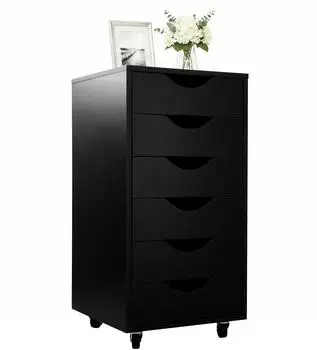 Relaxdays Rollcontainer 6 Schubladen, schwarz, 40x78x40cm (10052441_46)
