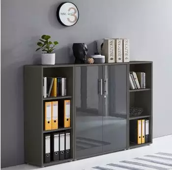 Mid.you Office Edition SW SET 2 Aktenschrank anthrazit/anthrazit Hochglanz, 6 Fächer, 172,6x113,6x33cm (001067017201)