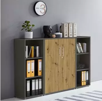 Mid.you Office Edition SW SET 2 Aktenschrank, Anthrazit/Eiche Artisan, 172,6x113,6x33cm (001067017205)