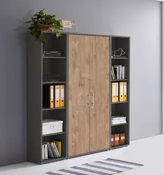 Mid.you Office Edition SW SET 3 Aktenschrank Holzwerkstoff anthrazit/eiche 172,6x185,6x33cm (001067017302)