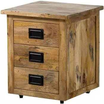 Massivmoebel24 Railway 1003 Rollcontainer Mango, natur lackiert, 50x50x60cm (09-680-772-0103)