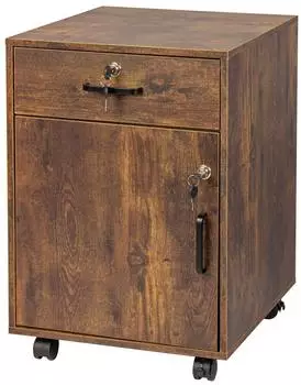 Relaxdays Rollcontainer abschließbar, 40x40x57cm, vintage-braun