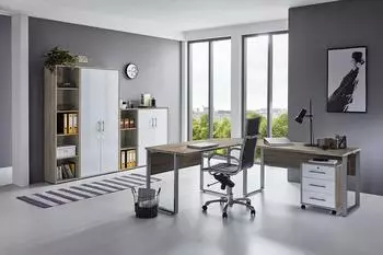 BMG Office Edition Set 4.4, Büromöbel-Set, Eiche/weiß matt