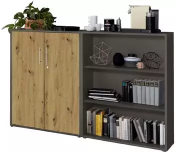 Mid.you Office Edition Aktenschrank anthrazit/Eiche Artisan, 4 F&auml;cher, 168,8x113,6x33cm (001067017005)