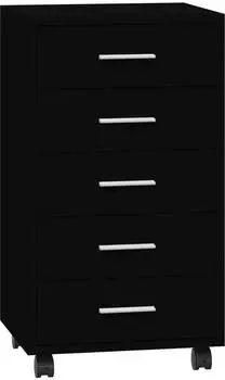 vidaXL Schubladenschrank mit Rollen, 5 Schubladen, schwarz (342671)