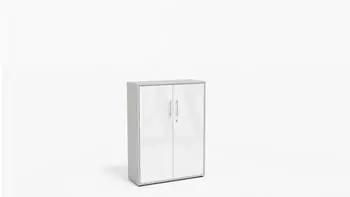 Mid.you Office Edition Aktenschrank 2 F&auml;cher, grau/wei&szlig; Hochglanz (001067006303)