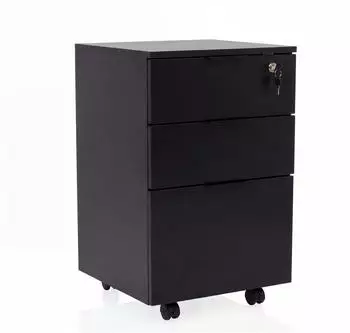 HJH Office DAVIK Rollcontainer 3 Schubladen, abschließbar, schwarz (928015)