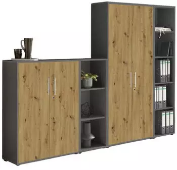 Mid.you Office Edition SW SET 4 Aktenschrank anthrazit/Eiche Artisan, 12 F&auml;cher, 128,5x185,6x33cm (001067017405)