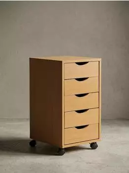 KADIMA DESIGN Rollcontainer WL5.924 Buche MDF, 5 Schubladen, 33x64x38cm (WL5.924)